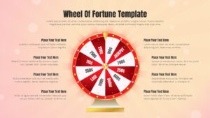 Soft peach wheel of fortune Google Slides template for elegant prize events, classroom games, and lifestyle campaigns.